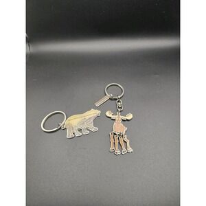2 Vintage Yellowstone National Park Souvenir Keychain Bear/ Moose